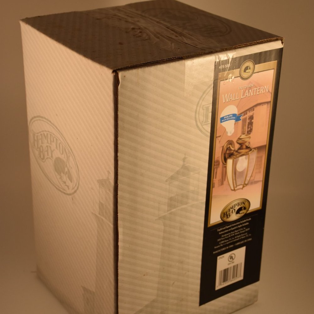 Hampton Bay Outdoor Wall Lantern Antique Brass Finish NIB - Picture 4 of 4